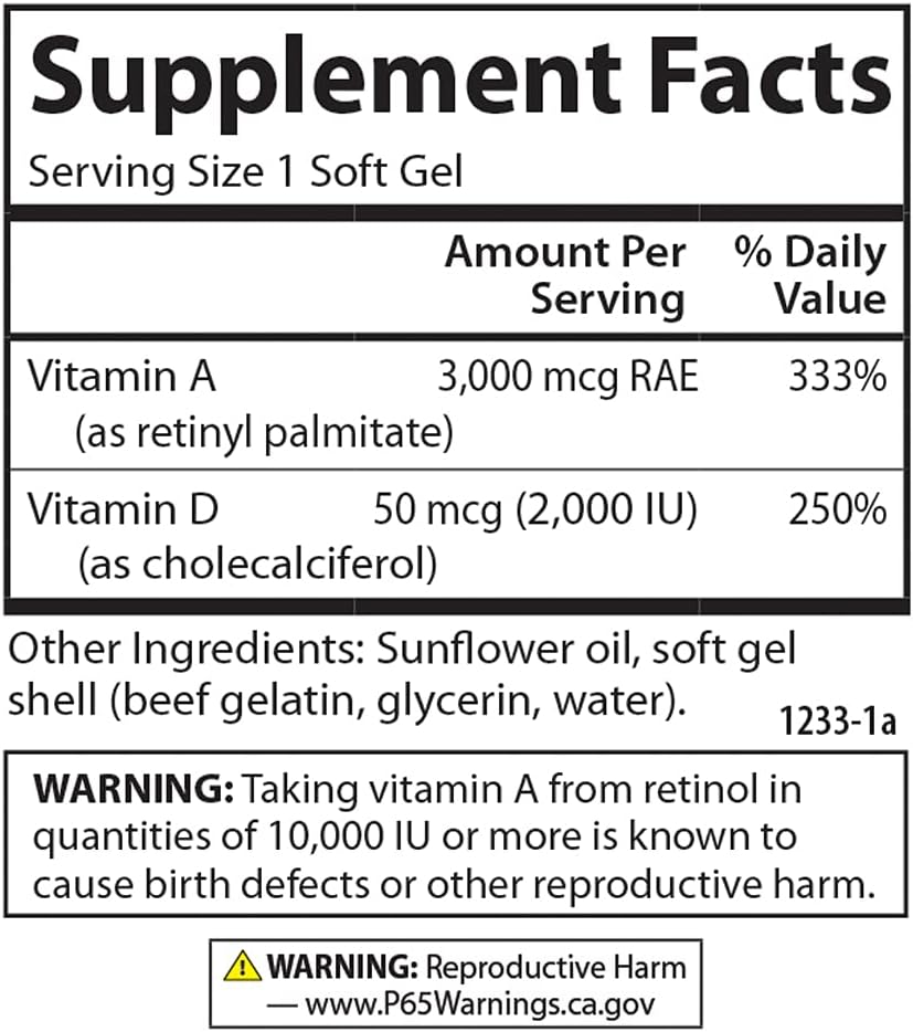 Carlson A & D 10000 IU Vitamin A 5000 IU Vitamin D3 Softgels - 300 Count - görsel 4