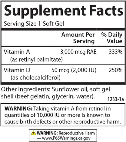 Carlson A & D 10000 IU Vitamin A 5000 IU Vitamin D3 Softgels - 300 Count