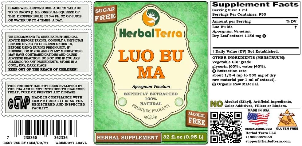 Luo Bu Ma (Apocynum Venetum) Glycerite for Dogs - Alcohol-Free Liquid Extract 950 ml - görsel 2