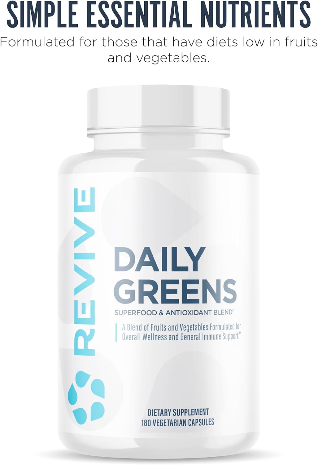 Revive MD Daily Greens - Superfood & Antioxidant Blend with Digestive Enzymes, Prebiotics & Probiotics - 180 Capsules - görsel 3