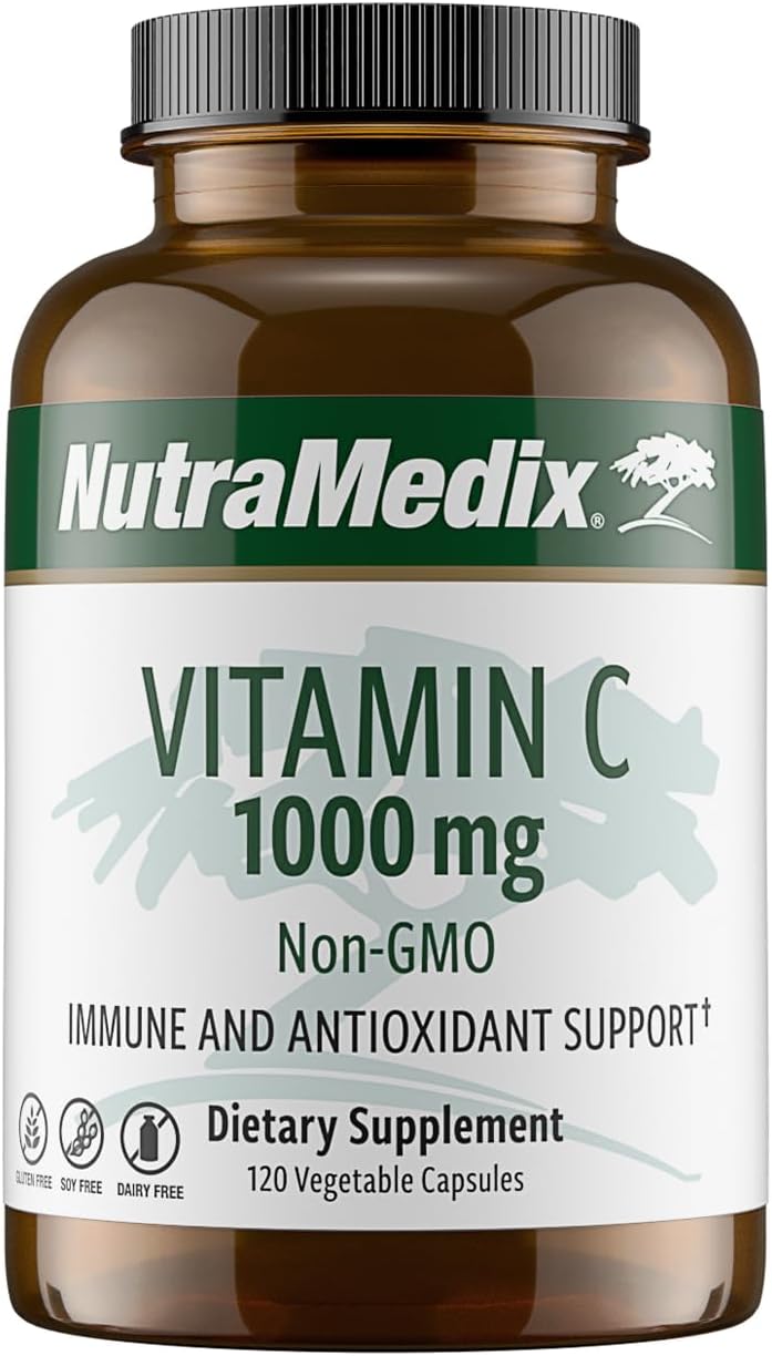 NutraMedix Vitamin C 1000mg – Antioxidant Supplement for Immune & Heart Health (120 Vegetarian Capsules) – Image 1