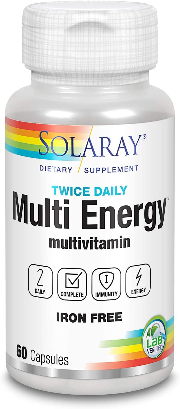 SOLARAY Twice Daily Multi Energy Multivitamin – Iron Free, 120 Capsules - görsel 1