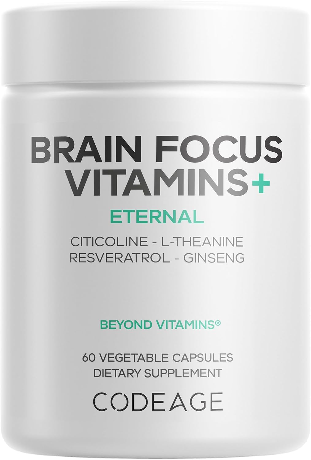Codeage Brain Focus Vitamins+ - Nootropic Supplement with Citicoline Cognizin, Panax Ginseng, Resveratrol, Gotu Kola, – Image 1