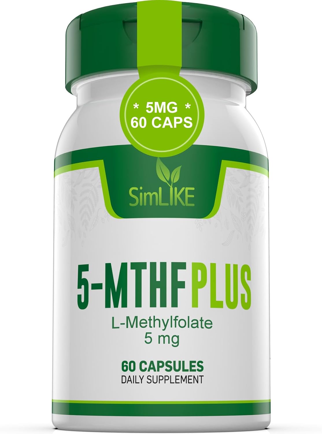 Simlike Active Folate (5-MTHF) with Vitamins – L-Methylfolate (5-MTHF): The most biologically active form of – Image 1