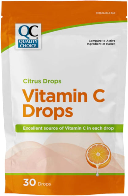 Quality Choice Vitamin C Drops, Citrus Flavour, 30 Count