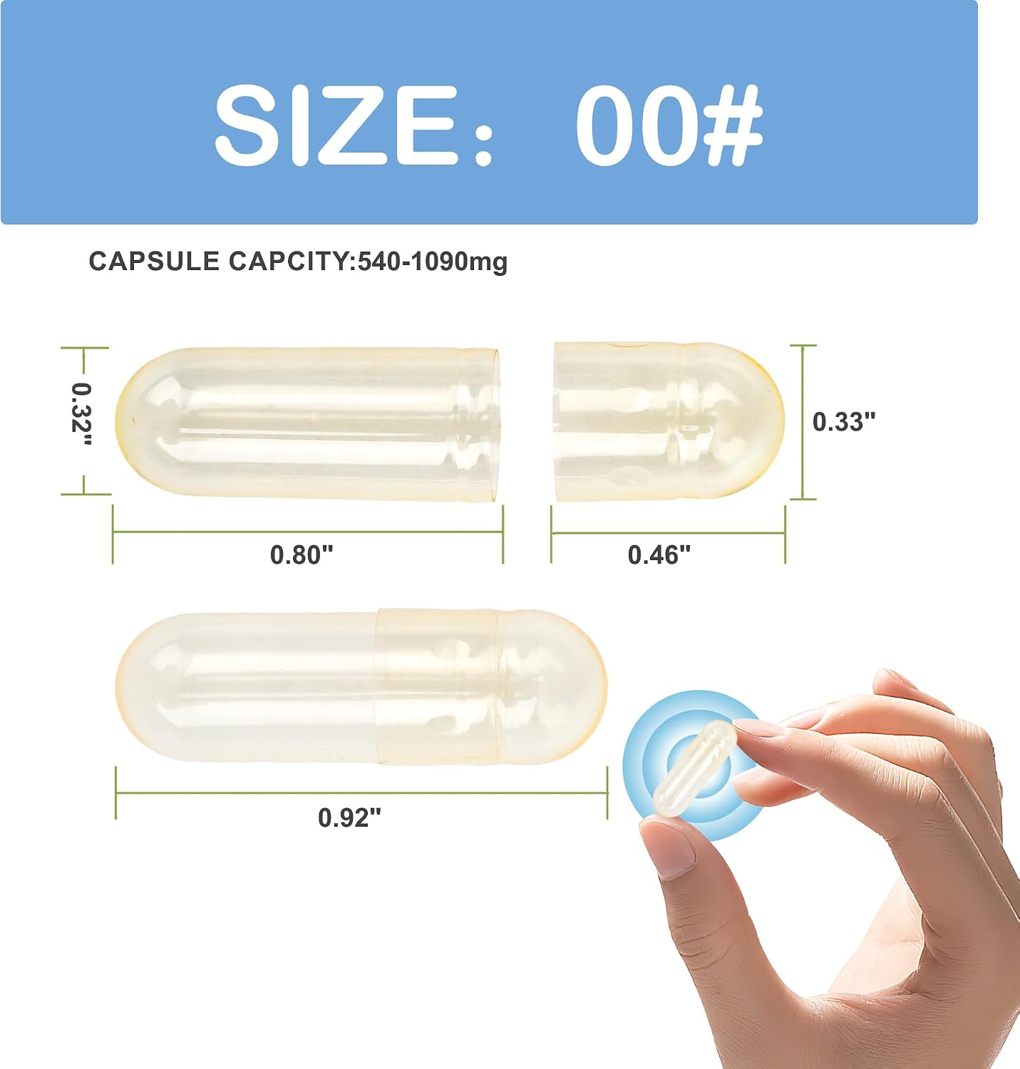 VGTPC Size 00 Empty Gelatine Capsules Separated - 5000 Count Clear Gel Pills for DIY Supplement Filling - görsel 2