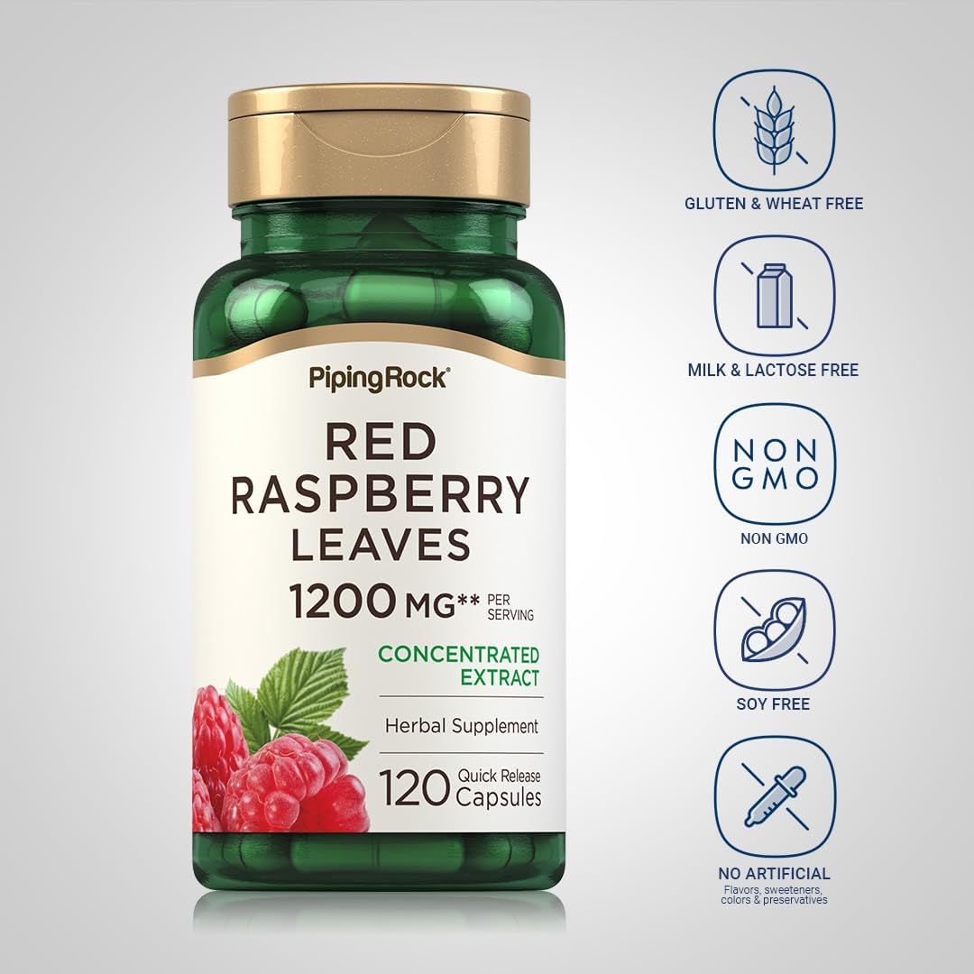 Piping Rock Red Raspberry Leaf Capsules | 120 Capsules | Herbal Extract Supplement | Non GMO, Gluten free - görsel 3