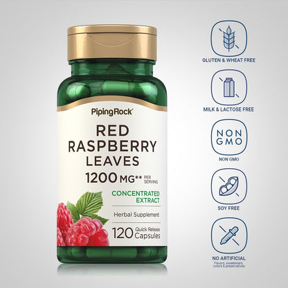 Piping Rock Red Raspberry Leaf Capsules | 120 Capsules | Herbal Extract Supplement | Non GMO, Gluten free
