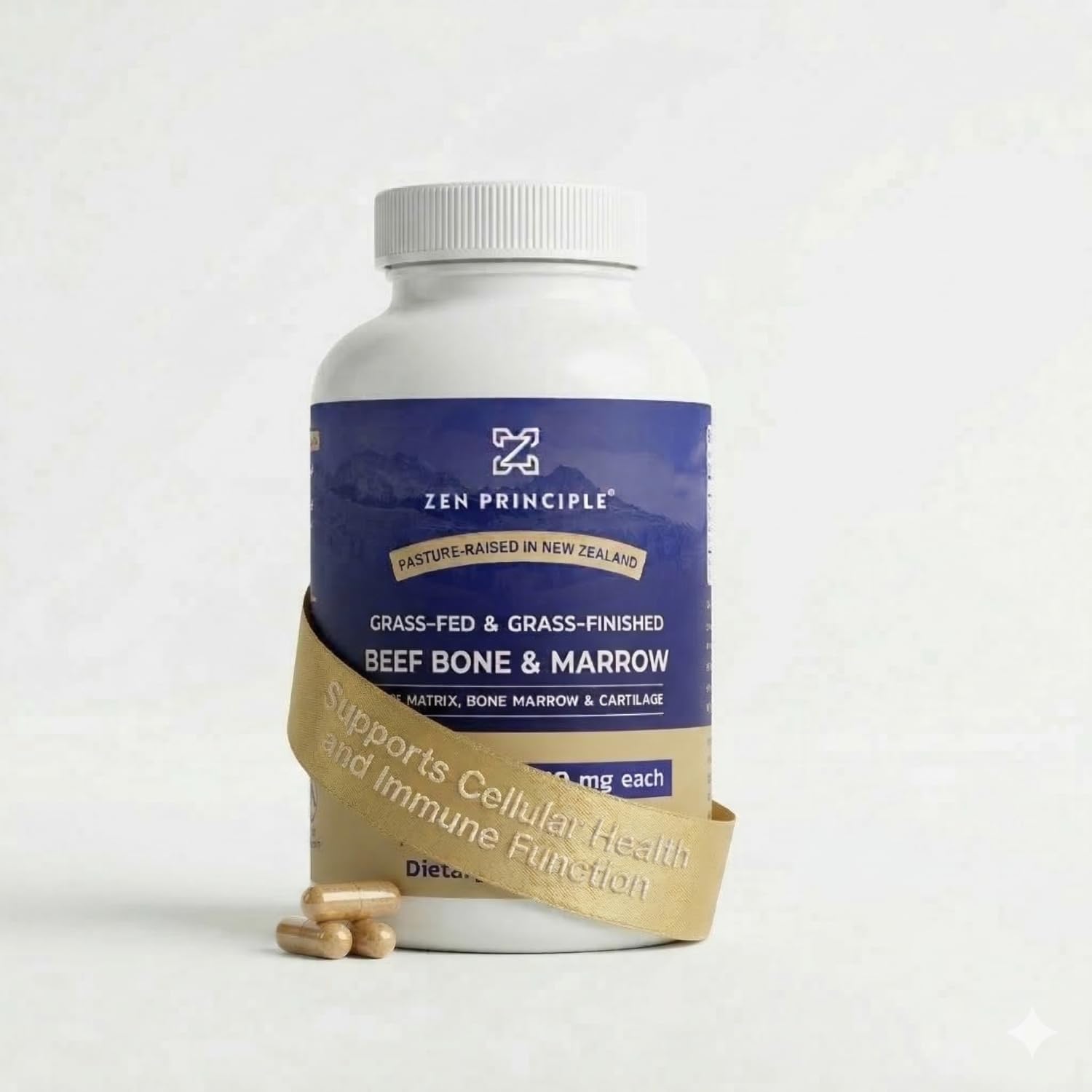 Zen Principle Grass Fed Beef Bone Marrow Supplement, 3300mg - Skin, Oral Health, and Joint Support (210 Capsules) - görsel 1
