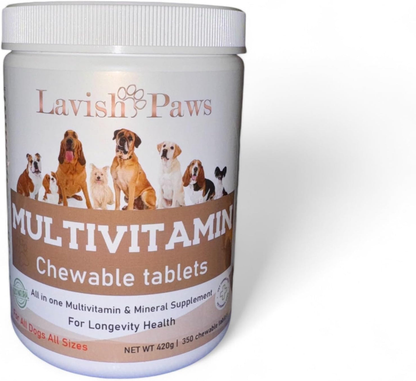 Lavish Paws All in One Multivitamin for Dogs - All Natural, Salmon Flavoured, 350 Tablets - görsel 1
