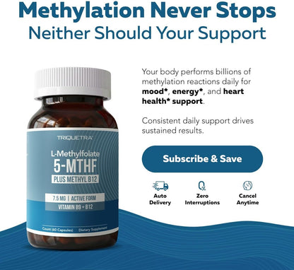 L-Methylfolate 7.5mg with Methyl B12 – Active 5-MTHF for MTHFR Support – Image 9