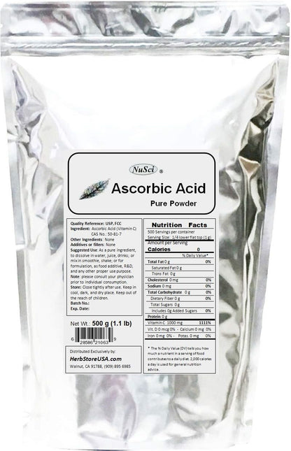 Ascorbic Acid Vitamin C Pure Powder - USP & FCC Quality (2270 g)
