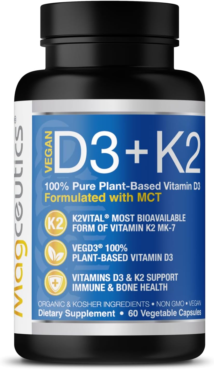 Magceutics Vitamin D3 K2 with MCT, 5000 IU Vegan D3 & 100 mcg MK7 K2 - 60 Capsules - görsel 1