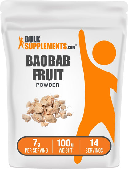 BulkSupplements.com Baobab Fruit Powder - Antioxidant Supplement, Gluten free, 7g per Serving, 100g