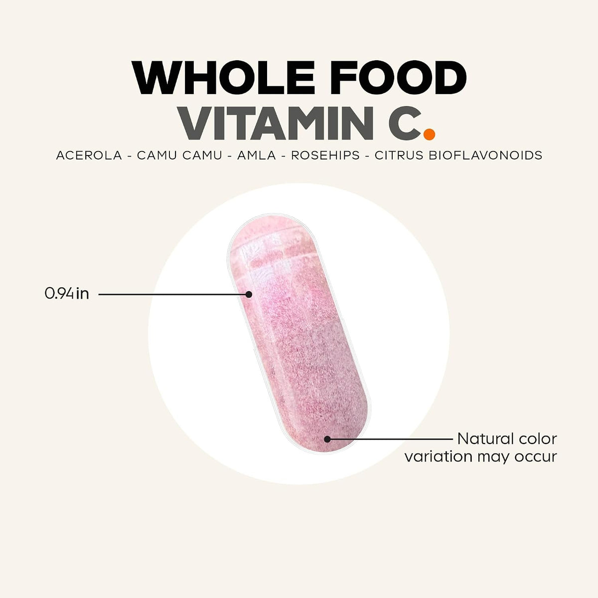 Codeage Wholefood Vitamin C Supplement - Acerola Cherry, Camu Camu, Amla Berry & Rose Hips Blend - Citrus Bioflavonoids - – Image 8
