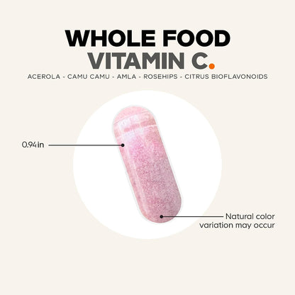 Codeage Wholefood Vitamin C Supplement - Acerola Cherry, Camu Camu, Amla Berry & Rose Hips Blend - Citrus Bioflavonoids - – Image 8