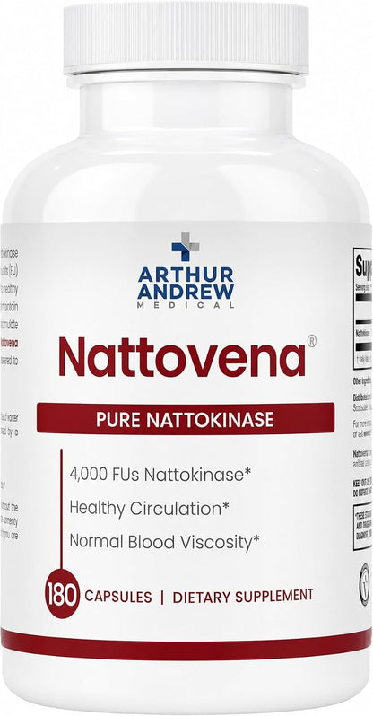 Arthur Andrew Medical Nattovena Pure Nattokinase Supplement, Double Strength 4,000 FUs per Capsule, 180 Capsules