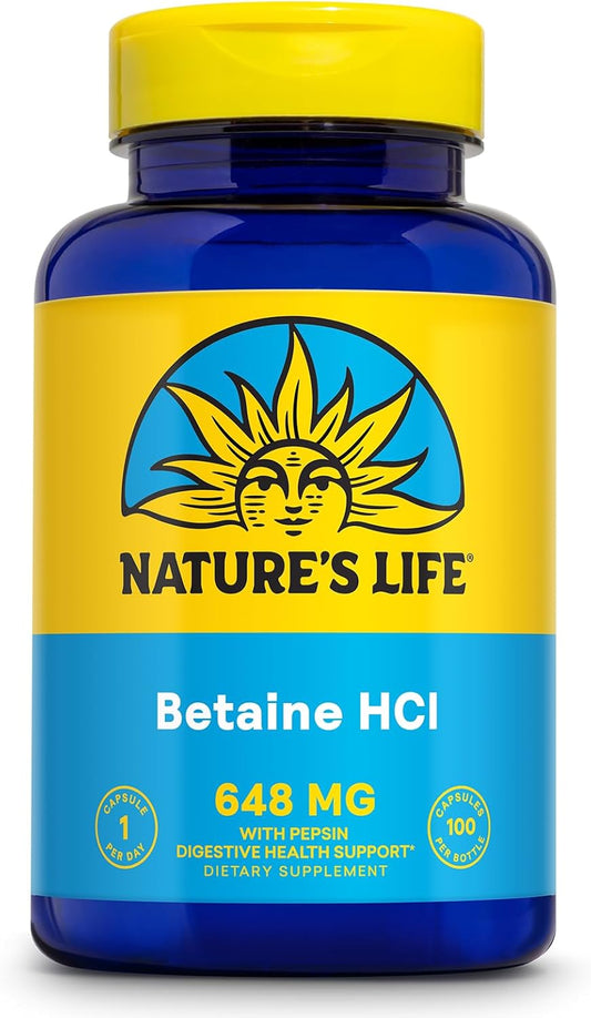 Nature's Life Betaine HCl with Pepsin – Digestive Health Support – Image 1