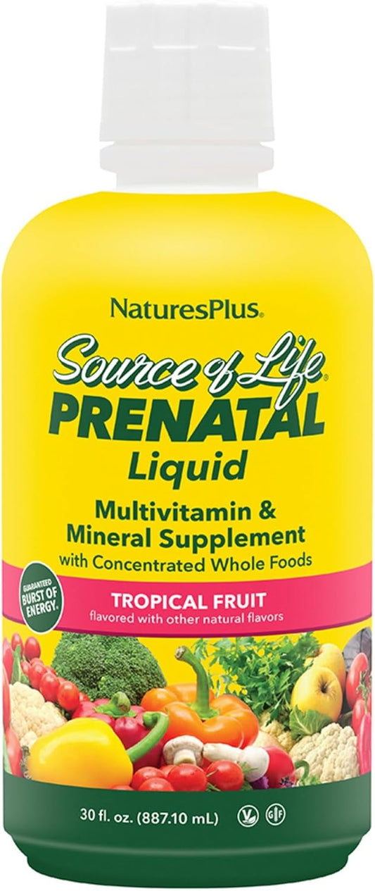 NaturesPlus Source of Life Prenatal Liquid, Tropical Fruit, 30 fl oz – Image 1