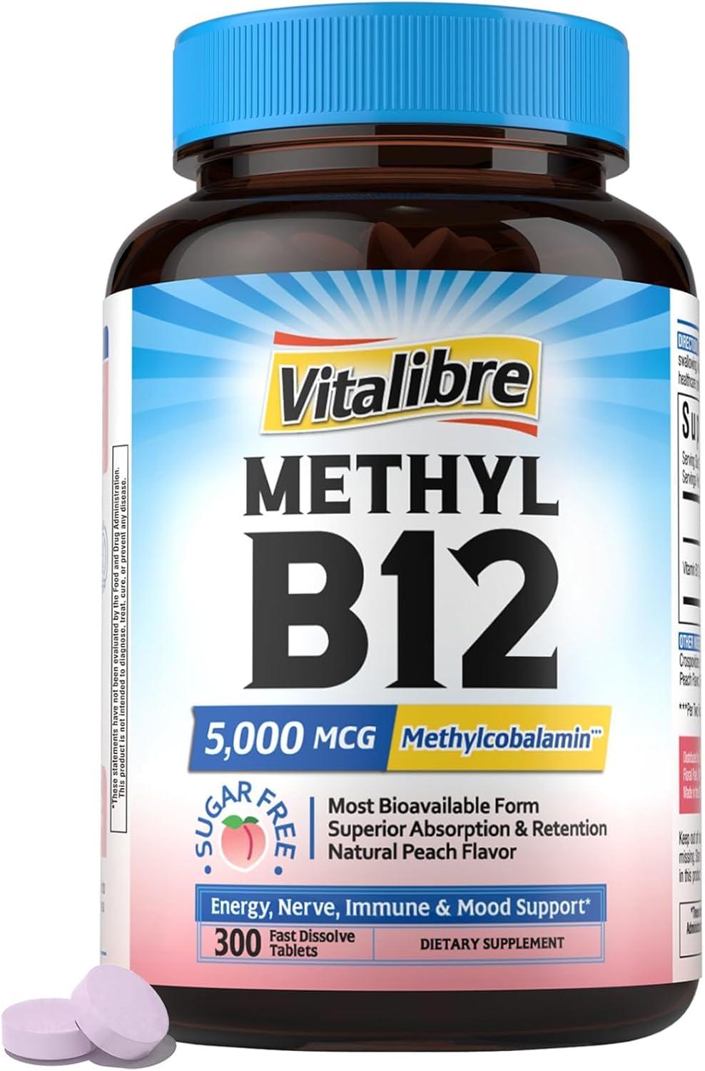 Vitalibre Vitamin B12 Sublingual 5000 mcg – 5000 mcg methylcobalamin per serve – high potency, bioactive form – Image 7