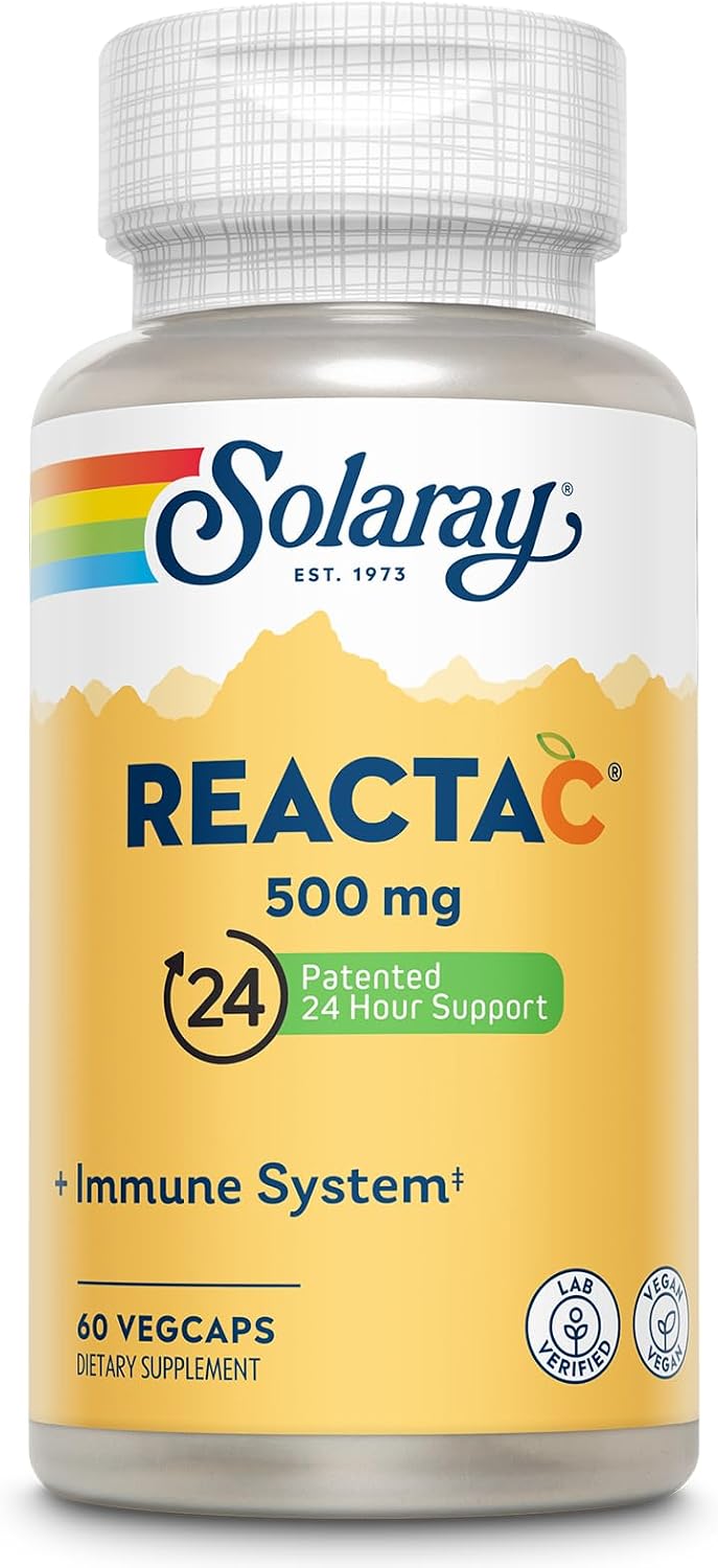 SOLARAY ReactaC Vitamin C 500mg - Patented 24-Hour Immune Support with Bioflavonoids and Rutin - Vegan, 180 Capsules - görsel 7