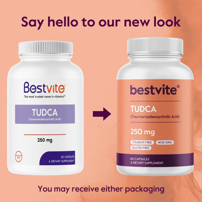 BESTVITE TUDCA 250mg (60 Capsules) (Tauroursodeoxycholic Acid) - No Stearates - Gluten free - Non-GM