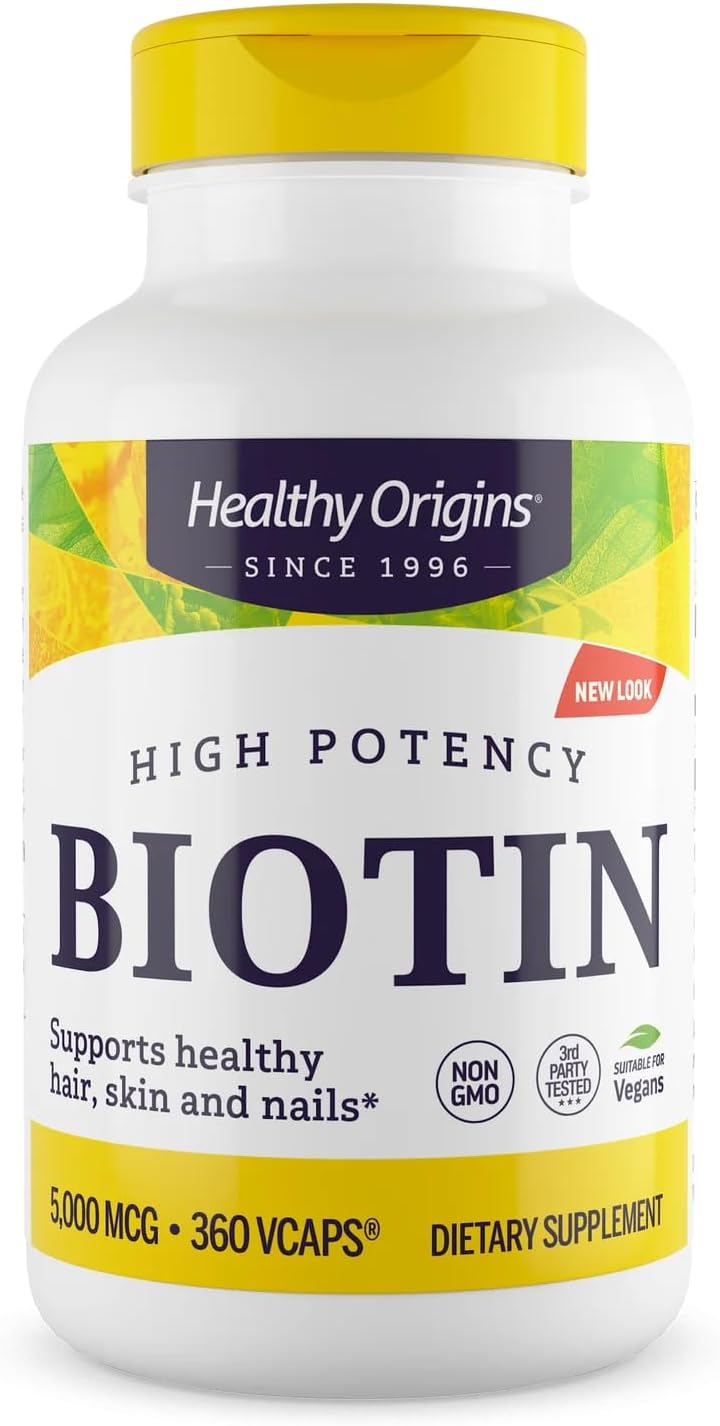 Healthy Origins Biotin 5,000 mcg (5 mg), 360 Vegie Capsules - görsel 1