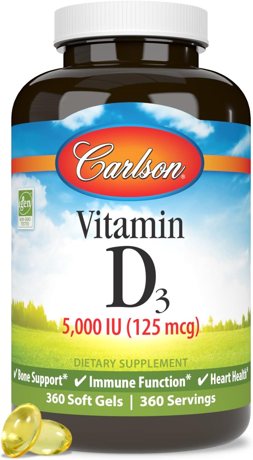 Carlson Vitamin D3 5,000 IU, Bone Health, 360 Soft Gels - görsel 5
