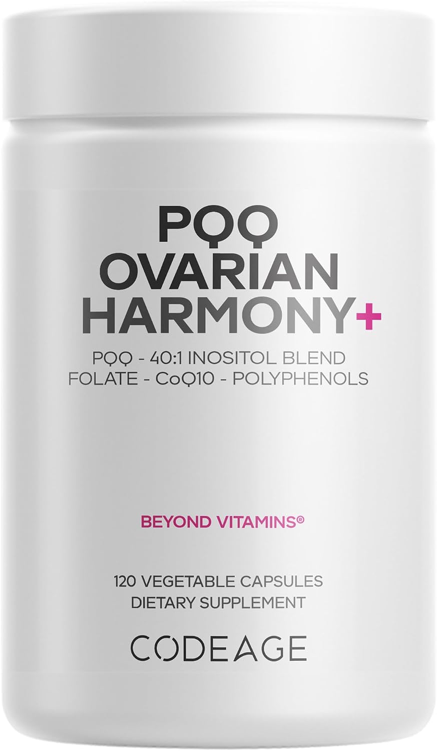Codeage PQQ Ovarian Harmony+ - Liposomal Formula with PQQ, Myo-Inositol & D-Chiro-Inositol 40:1 Blend, Folate 5-MTHF, CoQ10, – Image 1