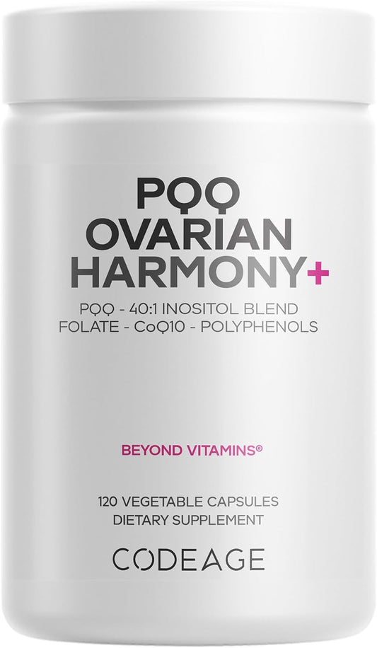 Codeage PQQ Ovarian Harmony+ - Liposomal Formula with PQQ, Myo-Inositol & D-Chiro-Inositol 40:1 Blend, Folate 5-MTHF, CoQ10, – Image 1