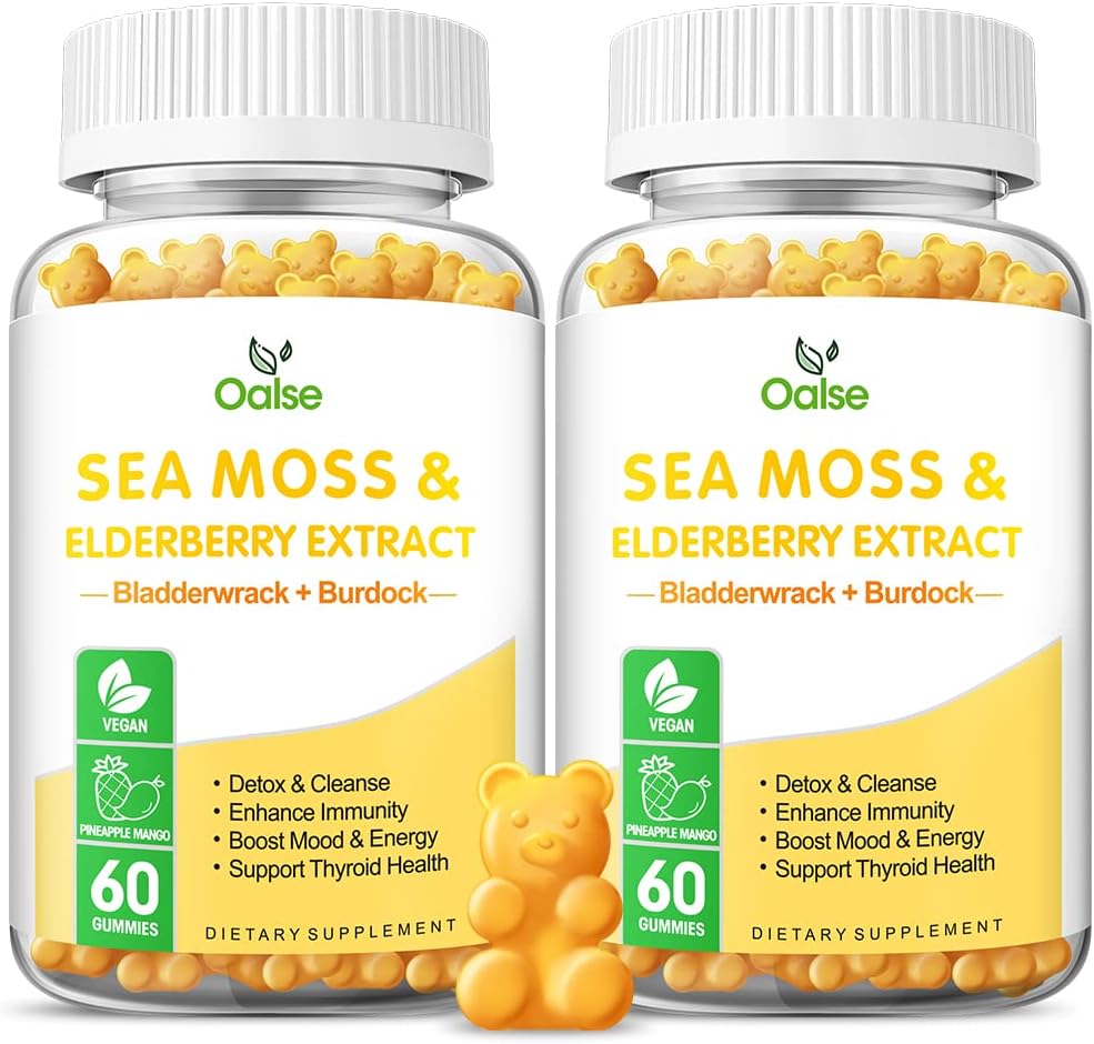 OALSE Sea Moss Gummies – 2000mg with Bladderwrack, Burdock Root & Elderberry (2-Pack) - görsel 1