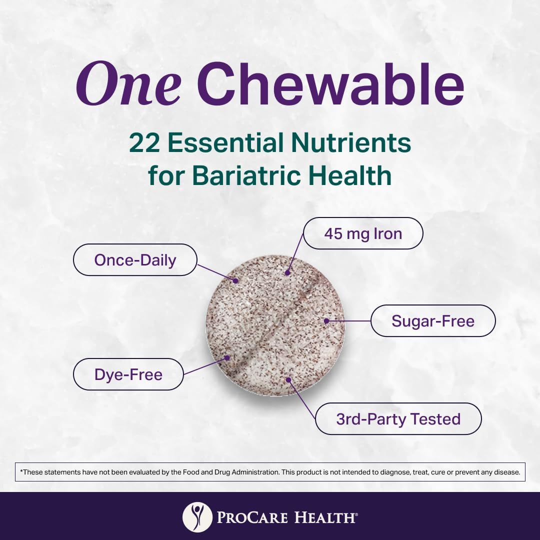 ProCare Health Bariatric Multivitamin with Iron 45mg Chewable - Fruit Punch Flavour (90 Tablets, 3-Month Supply) - görsel 4