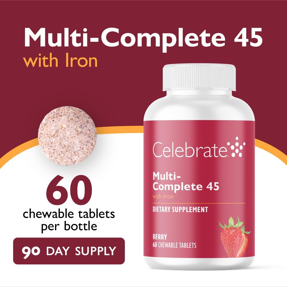Celebrate Vitamins Multi-Complete Chewables – Bariatric Multivitamin with 45mg Iron – Berry (180 Tablets) - görsel 2