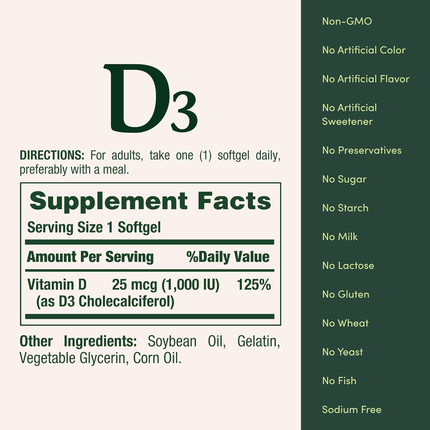Nature's Bounty Vitamin D3 1000 IU Immune Health, 120 Softgels (Pack of 1) - görsel 3