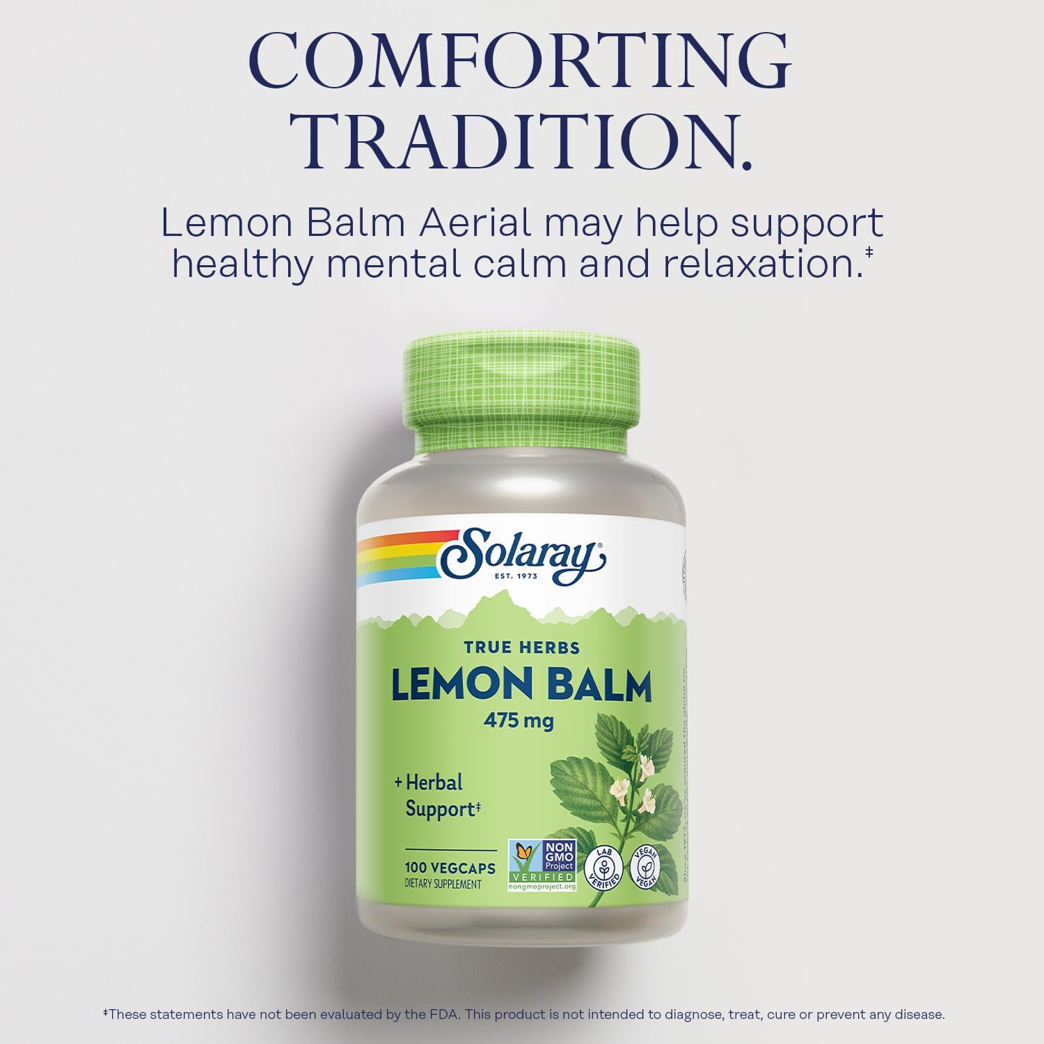 Solaray Lemon Balm 475 mg - 100 Vegan Capsules - görsel 3