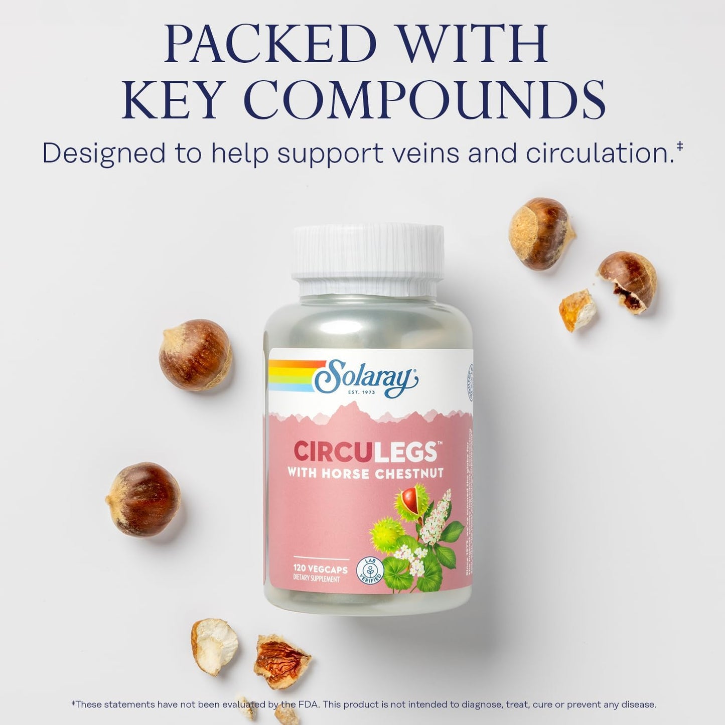 SOLARAY Circulegs - Herbal Supplement with Horse Chestnut Extract & Vitamin C, Vegan, Gluten free - 60 Servings - görsel 4
