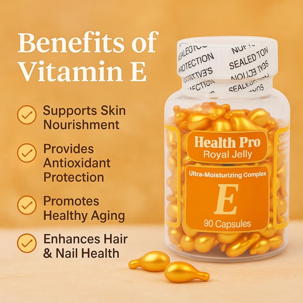 Nu-Health Royal Jelly Vitamin E Skin Oil Capsules, 90 Capsules for Face – Image 4