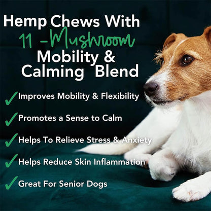 iHeartDogs Hemp Mushroom Chews for Dogs – Mobility, Calming & Immune Support (60 Chews)