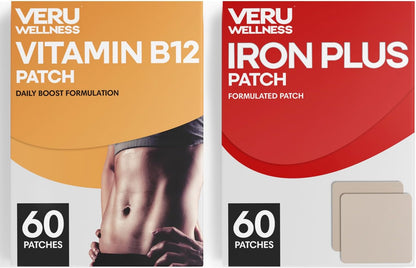 Veru Wellbeing Energy Boost Duo Lifestyle Patches - B12, Iron - Self Adhesive - 42 Day Supply (120 Patches) – Image 1