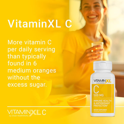OmegaXL VitaminXL Vitamin C, 500 mg - 30 – Collagen Production: Vitamin C acts as a cofactor in the enzymatic – Image 3
