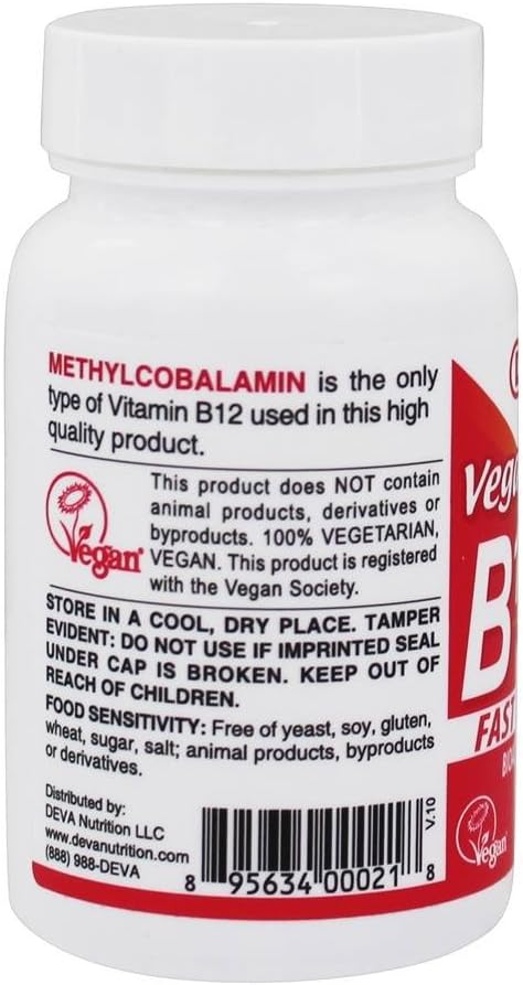 DEVA Vegan Sublingual B12 1000mcg Methylcobalamin Lozenges - görsel 3