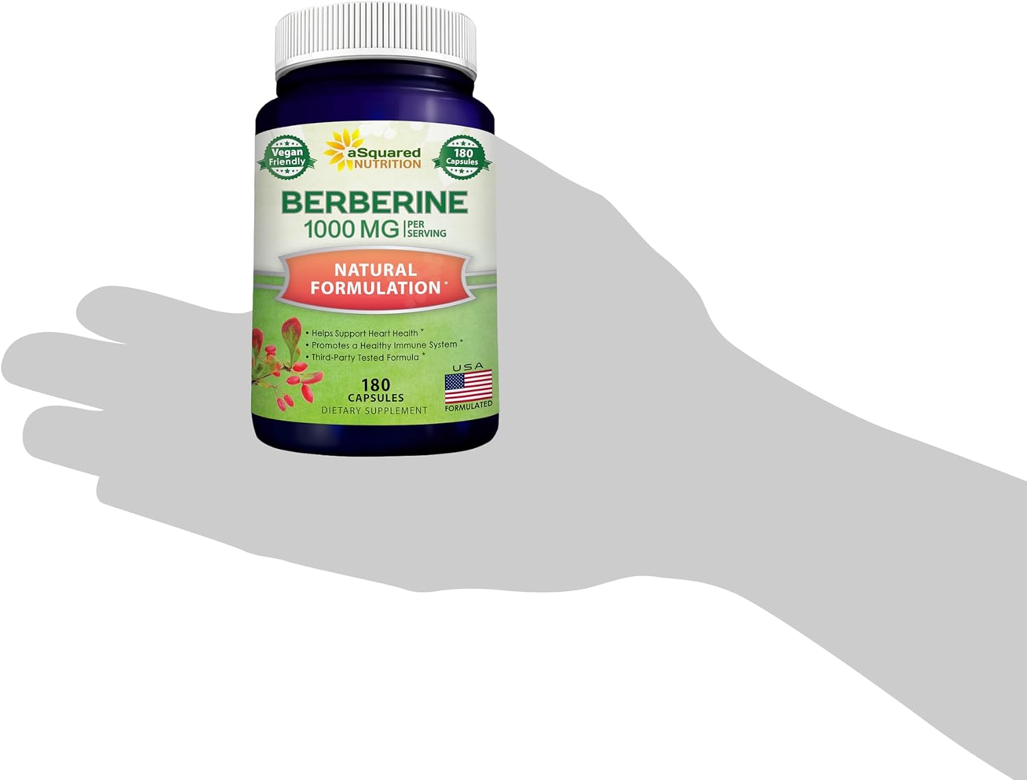 aSquared Nutrition Pure Berberine 1000mg - 180 Vegie Capsules - görsel 8