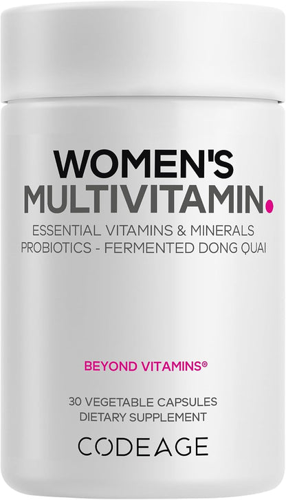 Codeage Women's’s Multivitamin - Vitamins A, C, D3, E, B6, B12, Folate, Calcium, Magnesium, Iron, Dong Quai, Probiotics - 1 – Image 1