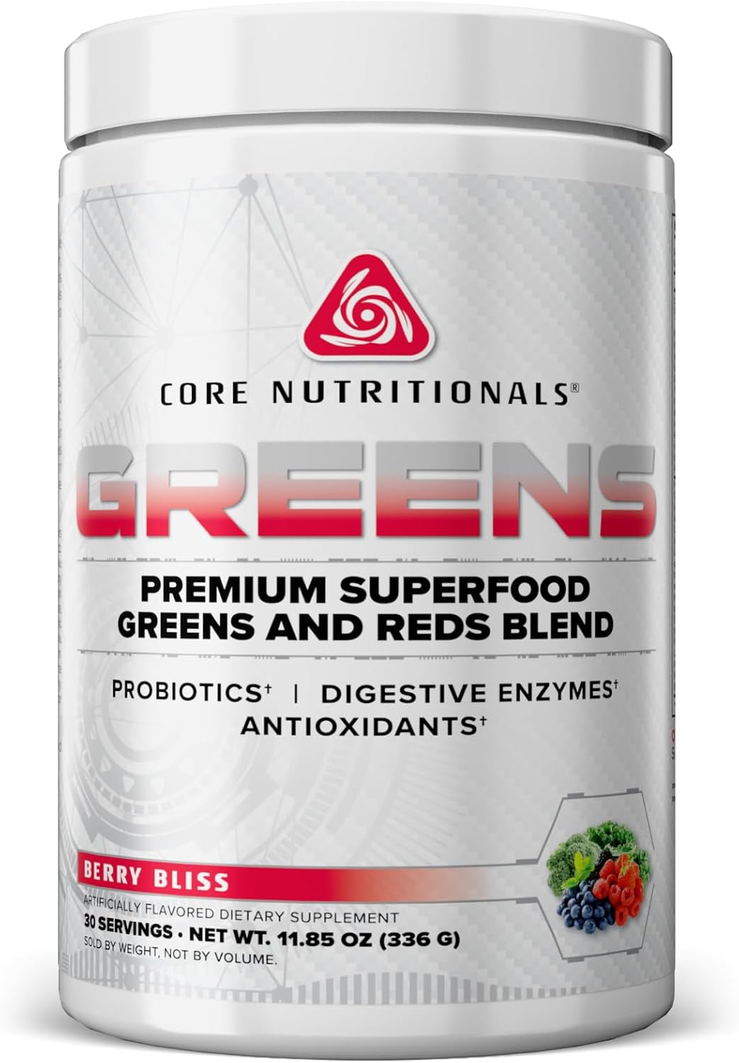 Core Nutritionals Greens | Premium Superfood Reds & Greens Blend | 5 Billion CFU Probiotics, Digestive Enzymes, & Antioxidants | 30 Servings (Berry Bliss) - görsel 1