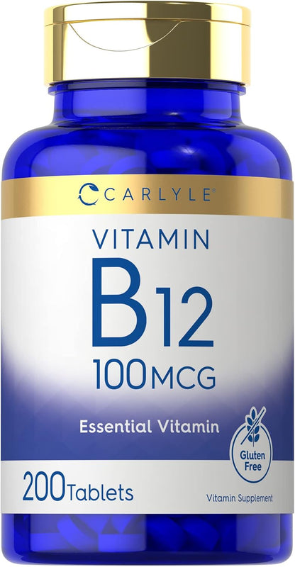Carlyle Vitamin B12 100mcg | 200 Tablets | Vegan, Non-GM, Gluten free Supplement