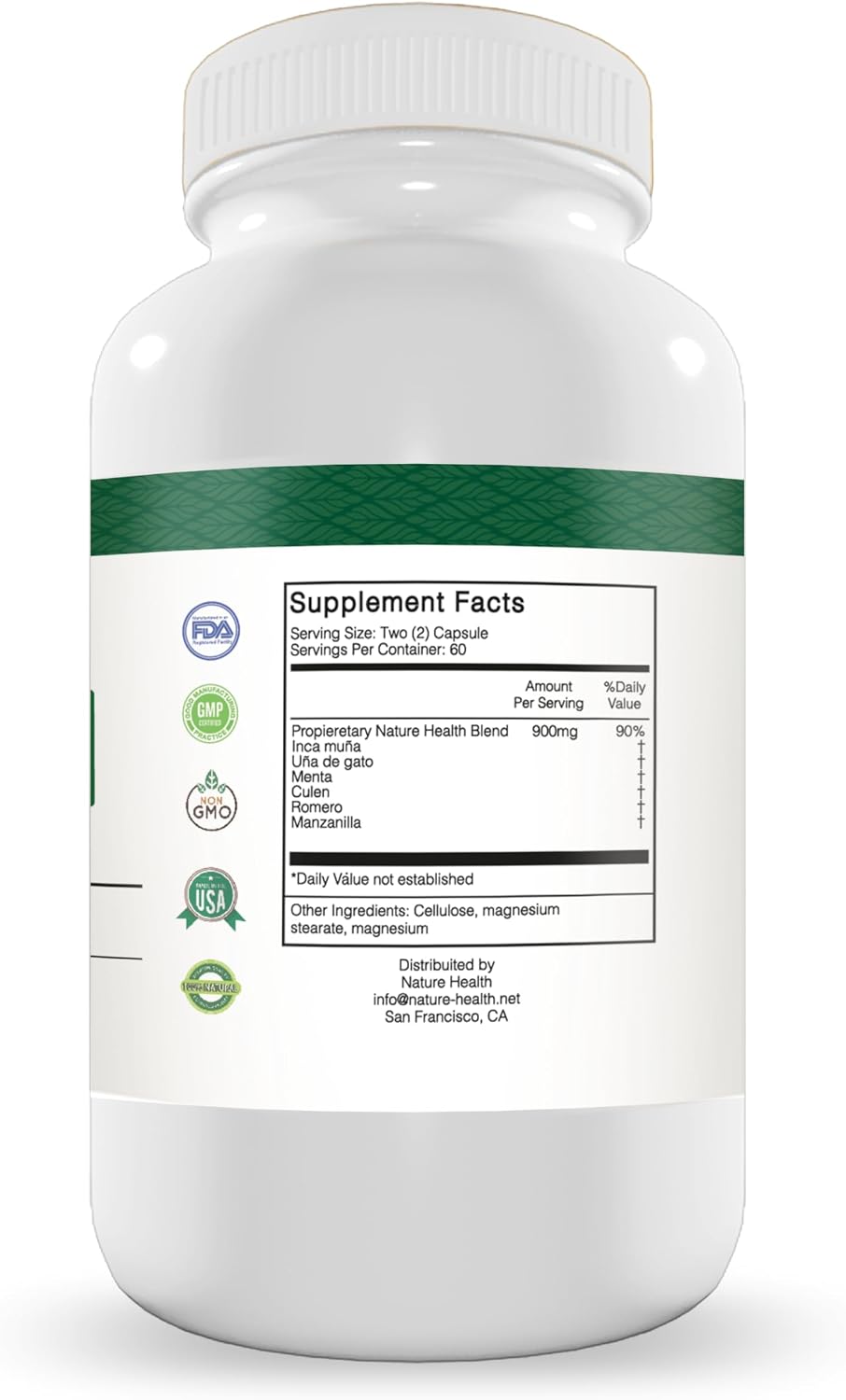 Nature Health Super Gastrizan Digestive Support Capsules with Inca Muña, Cat's Claw, Peppermint, Culen, Rosemary, and Chamomile - görsel 2