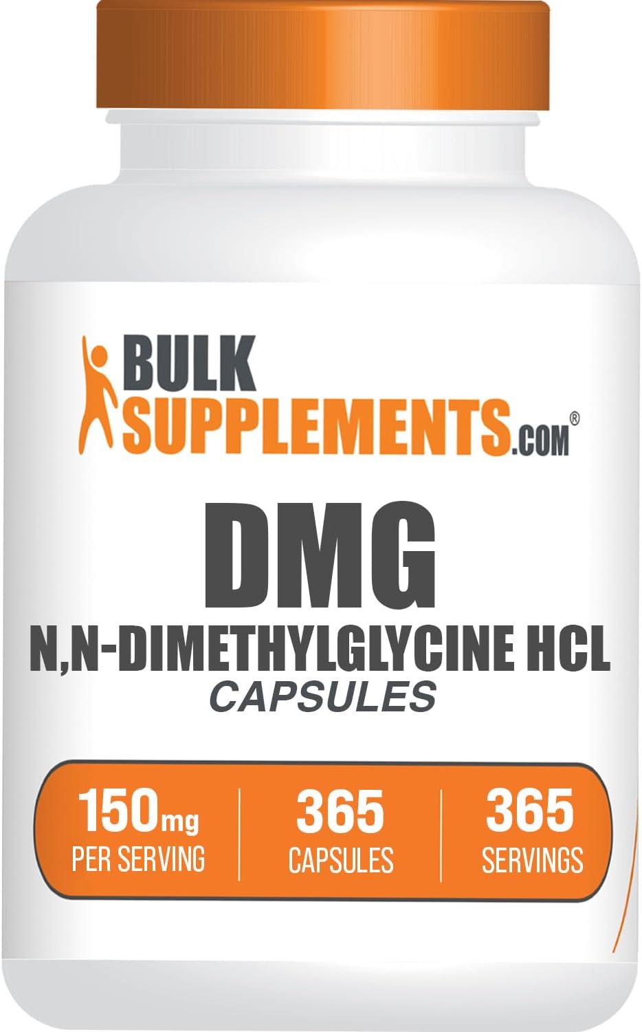 BulkSupplements.com DMG HCl Capsules - N,N-Dimethylglycine HCl, Glycine Supplements - Gluten Free, 150mg, 365 Count – Image 1