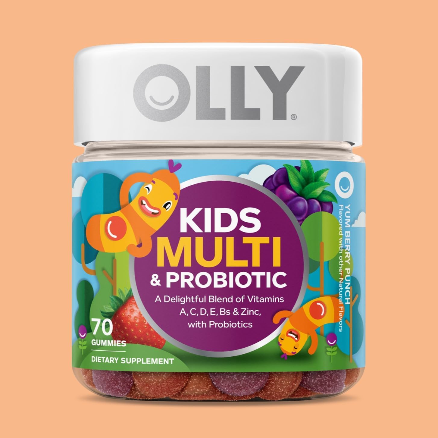 OLLY Kids Multivitamin & Probiotic Gummies - Berry - 70 Pack - görsel 4