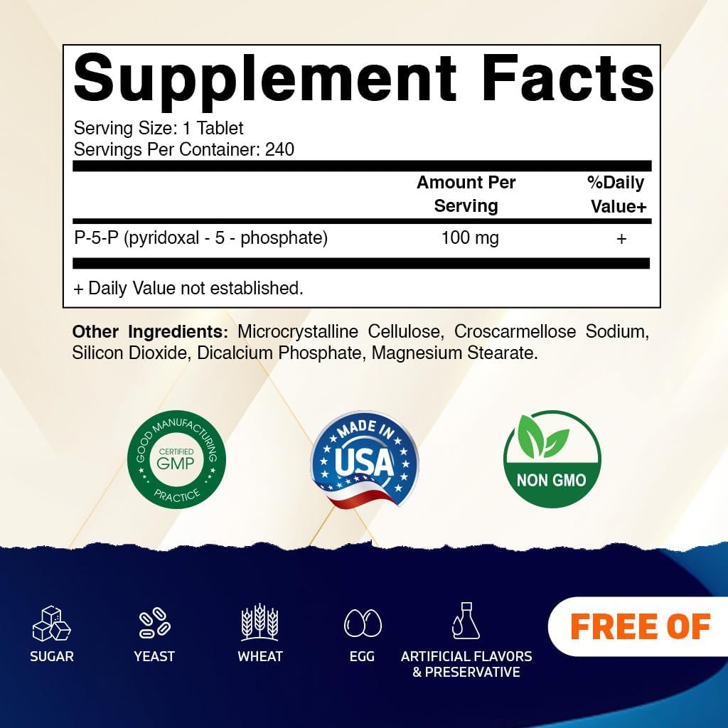 Vitamatic P5P 100 mg (Pyridoxal-5-Phosphate) – Nervous System Function: Vitamin B6 is required for the synthesis – Image 2