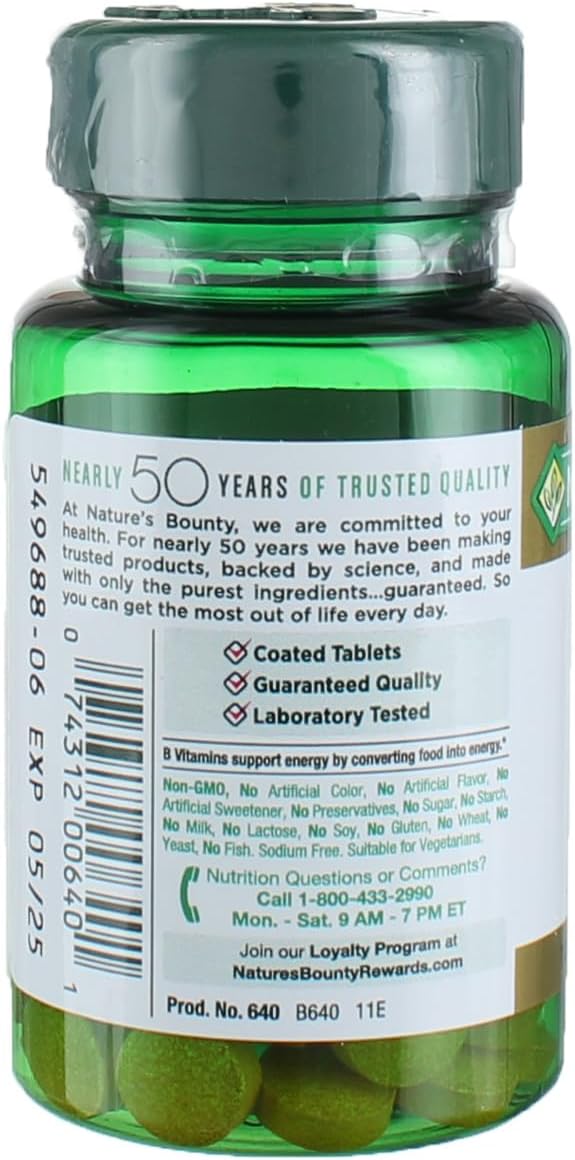 Nature's Bounty Vitamin B-2 100 mg, 100 Coated Tablets - görsel 3